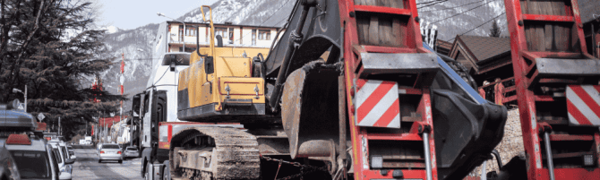 construction equipment on truck