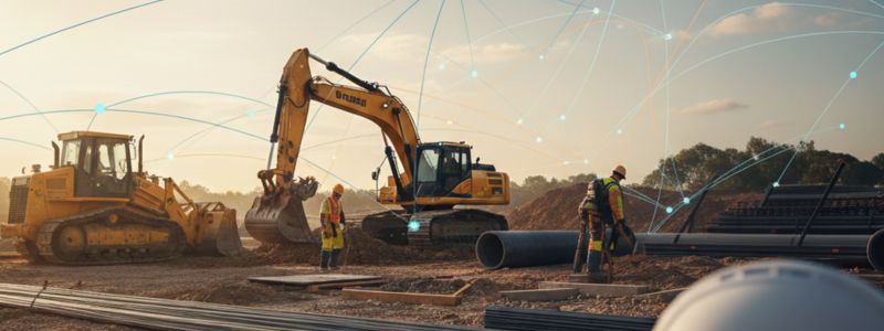 Construction equipment on a job site