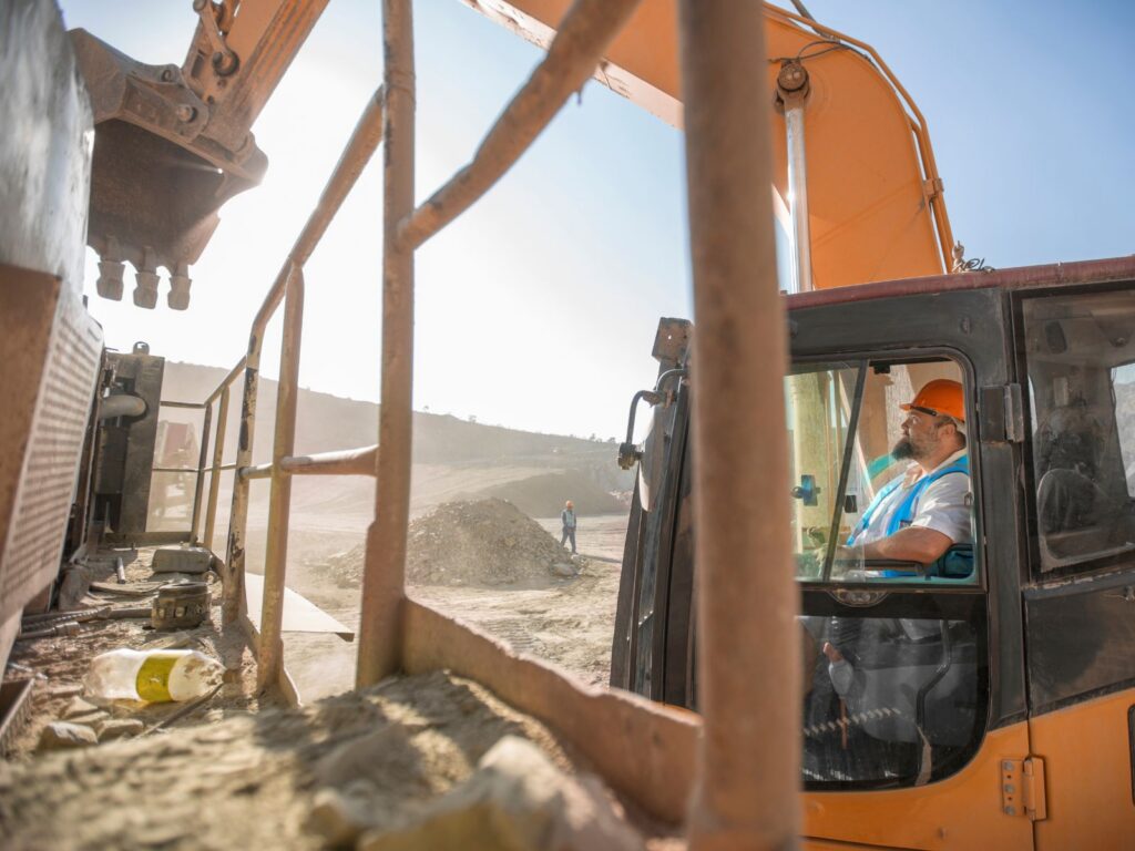 construction working operating equipment