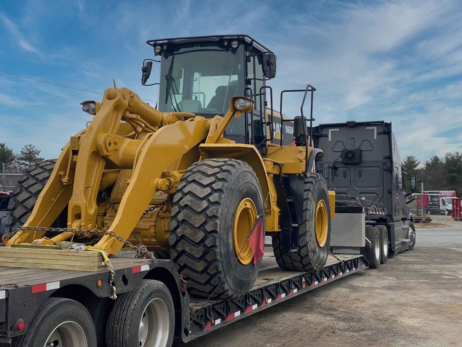 equipment on truck being transported