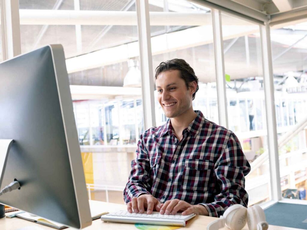 man working at a desk